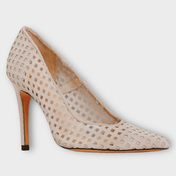 IRO Larson Perforated Suede Pointed Toe Pumps Ecru Size EU 39 - Picture 1 of 12